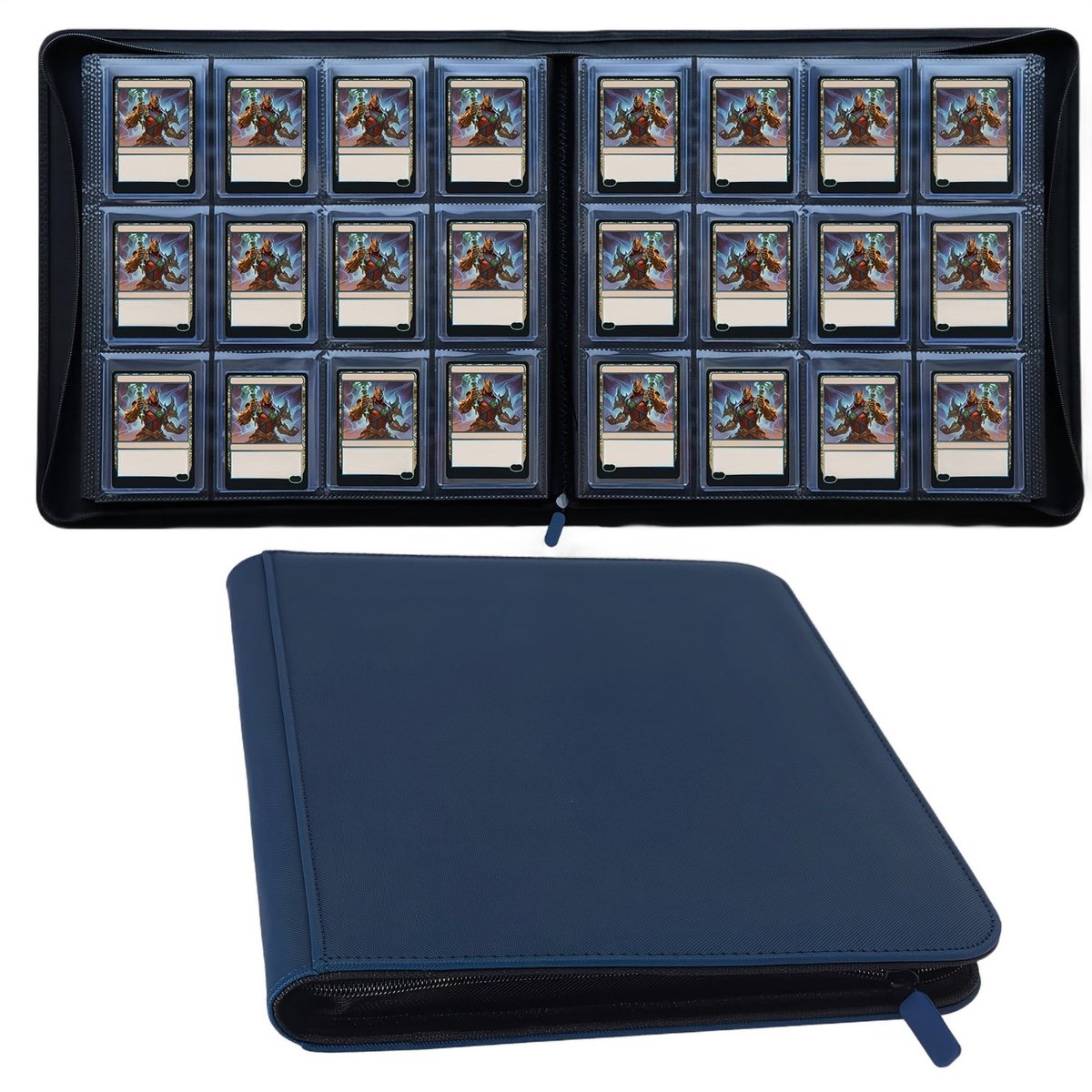 Currero Toploader Binder - Verzamelmap Kaarten - Geschikt voor Pokemon - 4 Pocket - 9 Pocket - 12 Pocket - Trading Card Map - Toploadermap - Blauw - 384 Kaarten