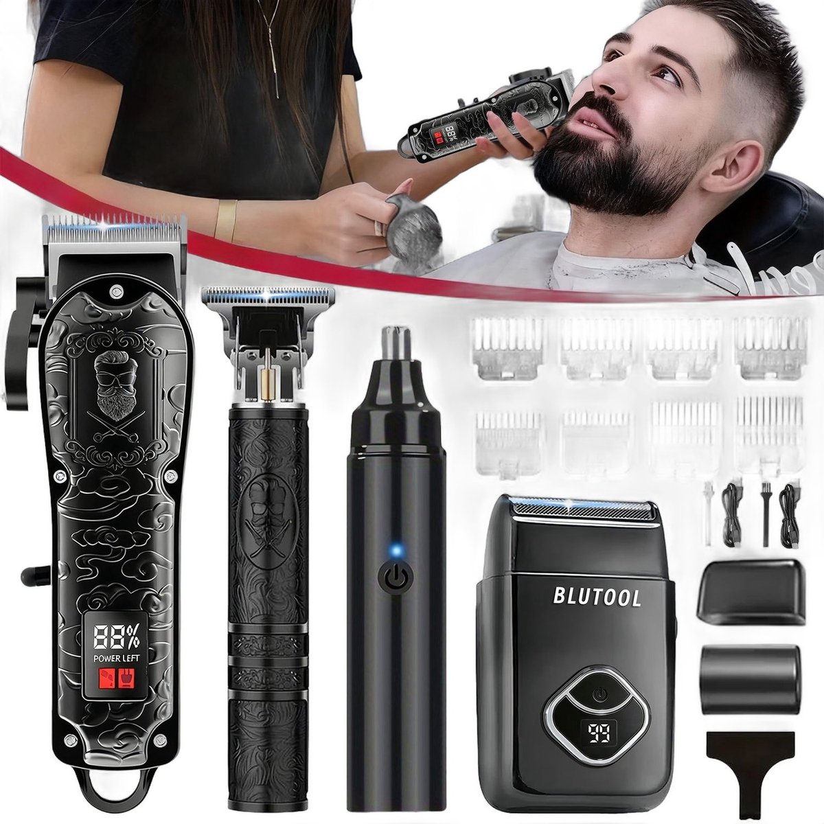 Currero Foil Shaver - Scheerapparaat Mannen - Hoofd Scheerapparaat - Head Shaver - Tondeuse met Trimmer - Lichaam en Baard - Oplaadbaar