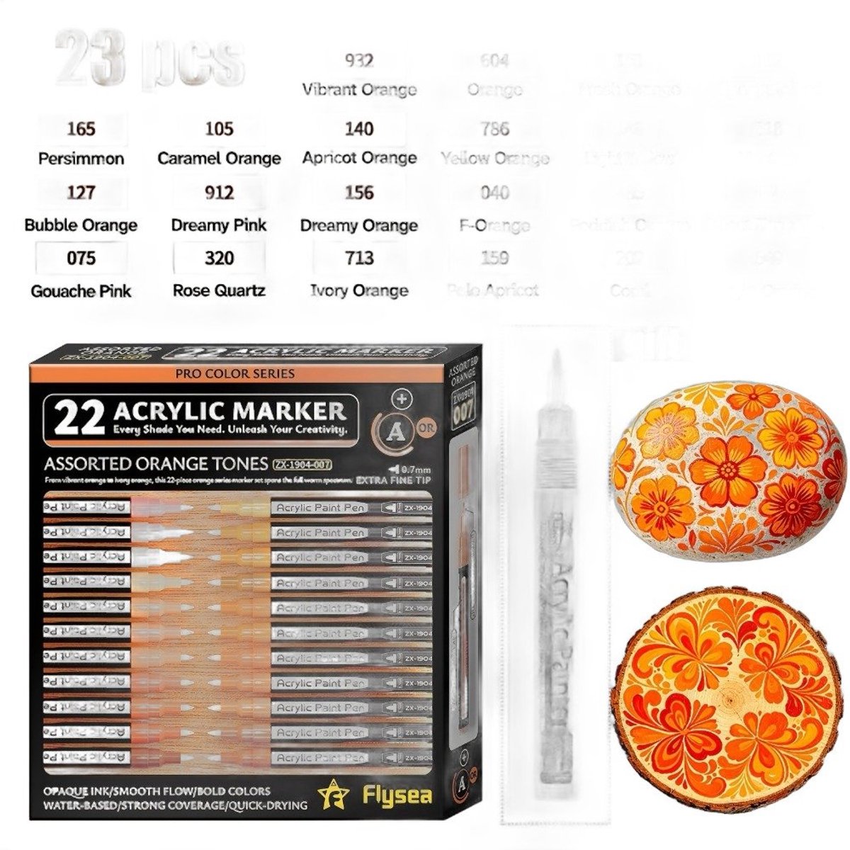 Currero Aquamarkers - Twinmarkers - Brushpennen - Stiften - Markeerstiften Op Waterbasis - Dual Tip - Tekenen En Kleuren - Set Van 23 Stuks, Oranje