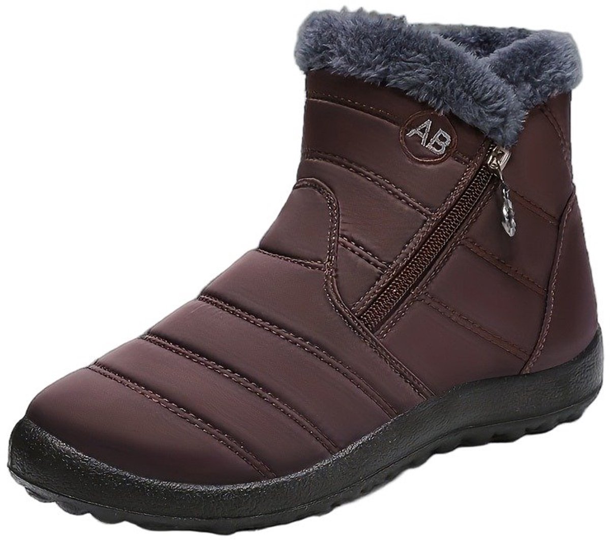 Currero Snowboots Dames Sneeuwlaarzen Dames Winterlaarzen Gevoerde Winterschoenen Waterdicht Antislip Zool Warm Gevoerd Wandellaarzen Winter Bruin