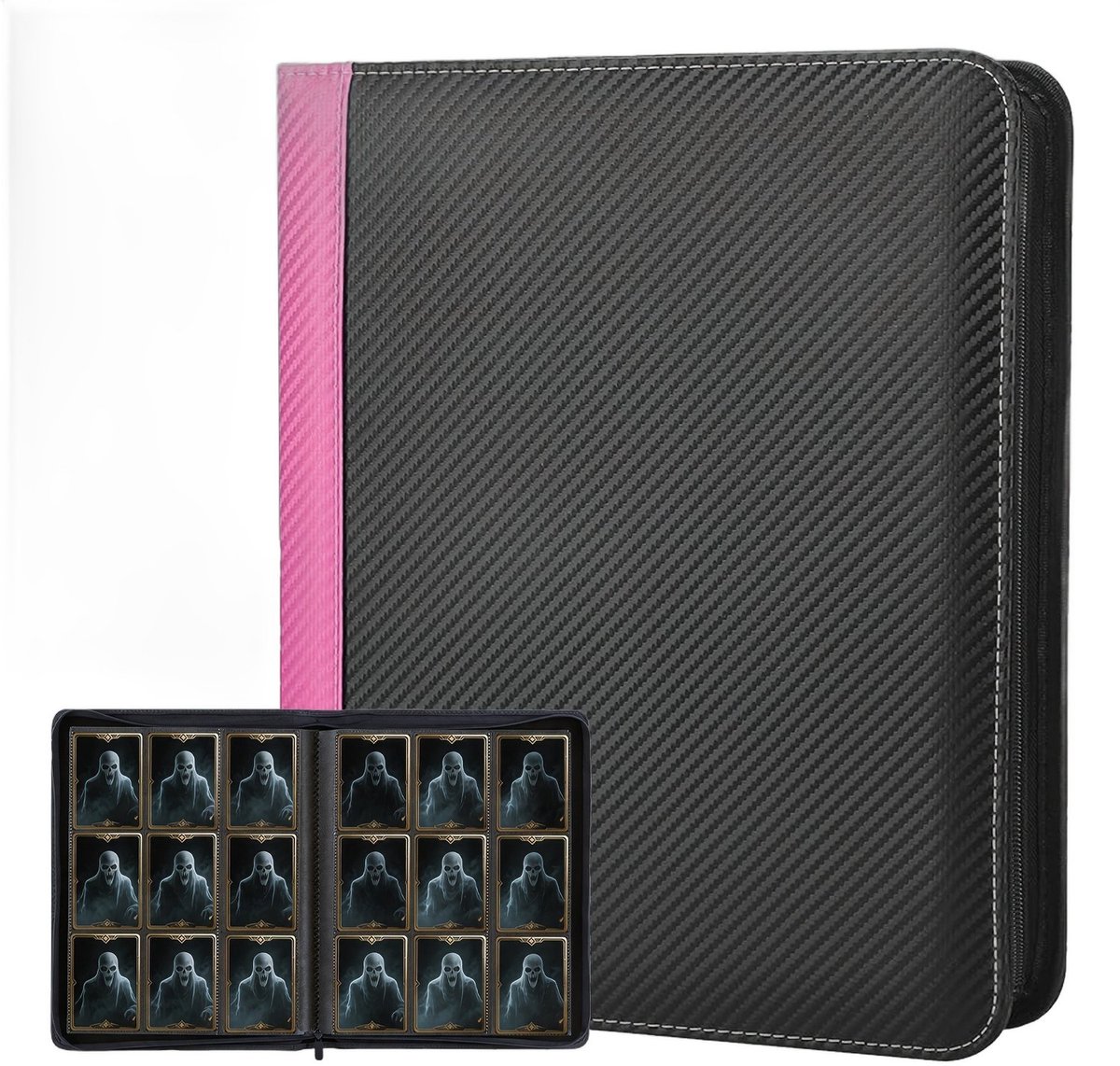 Currero Toploader Binder - Verzamelmap Kaarten - Geschikt voor Pokemon - 4 Pocket - 9 Pocket - 12 Pocket - Trading Card Map - Toploadermap - Roze