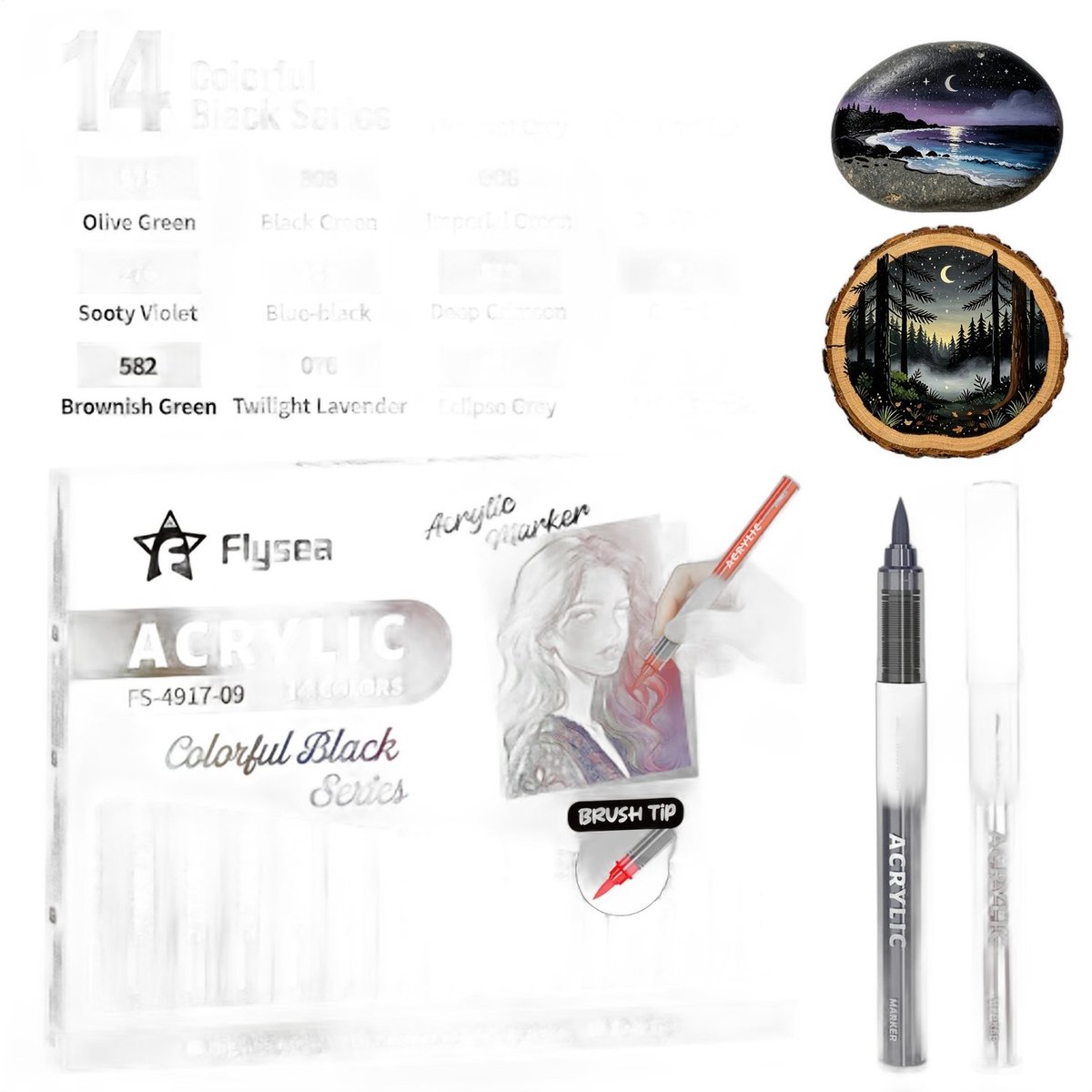 Currero Aquamarkers - Twinmarkers - Brushpennen - Stiften - Markeerstiften Op Waterbasis - Dual Tip - Tekenen En Kleuren - Zwart4 Stuks