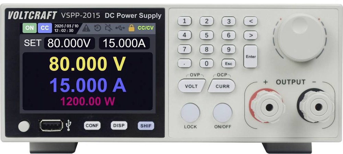 VOLTCRAFT VSPP-2015 19 labvoeding, regelbaar 0 - 150 V/DC 0 - 20 A 2000 W USB, RS485, LAN Programmeerbaar, Op afstand bedienbaar Aantal uitgangen: 1 x