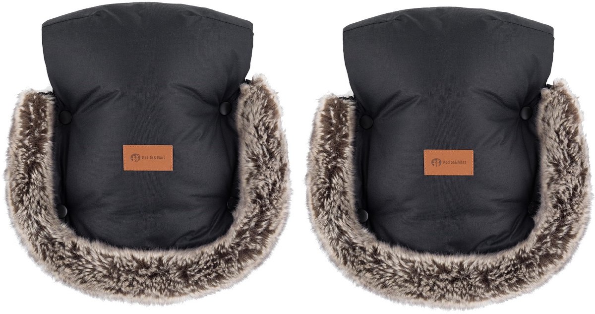 Petite&Mars kinderwagen Mufjes Furry Forever Zwart - Warm en waterdicht
