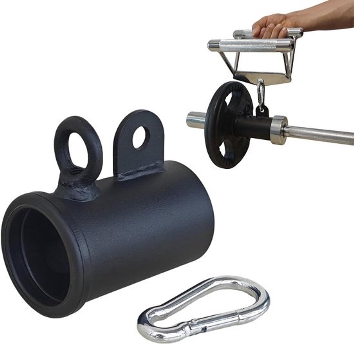 Barbell Row Attachment - Fitness Opzetstuk - Krachttraining Rug - Versterkte Ondersteuning - 10cm Lengte - Zwart