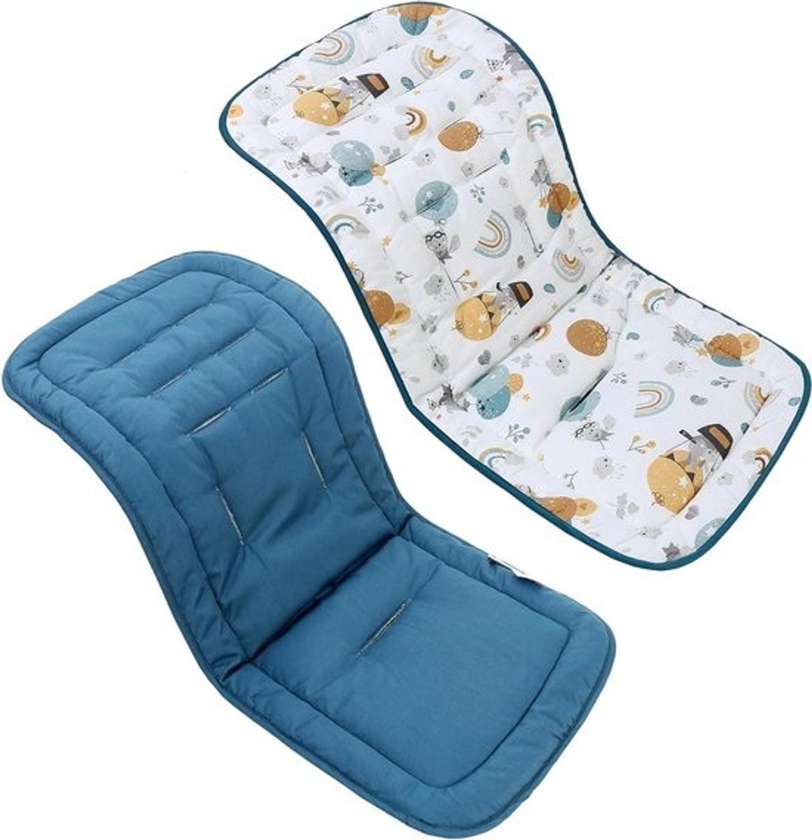 Baby zitkussen - Kinderwagen inzet - Comfortabel reizen - Dubbelzijdig te gebruiken - 78 x 33 cm - Regenboogballonnen