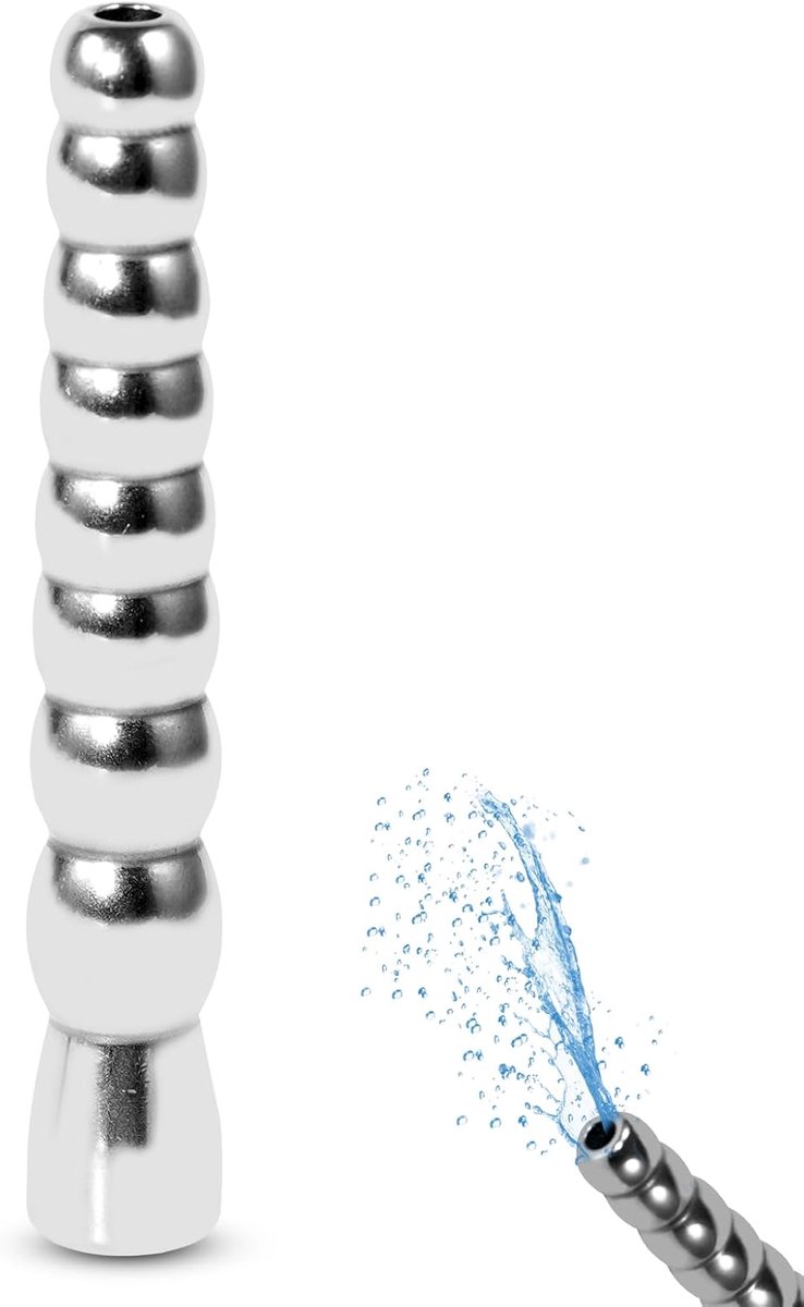 Steel Urethral Dilator with 8 Balls Hollow Metal Penis Plug Prostate Stimulating Masturbation Wand for Men Extreme Fetish Sex Toy for Men (L)