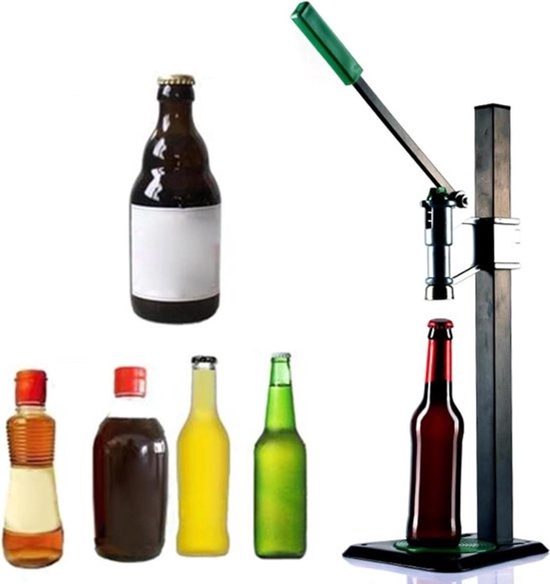 Flesafdichter - Bier bottelaar - Thuis brouwen - Verstelbare hoogte - 26-29 mm doppen - Zilver