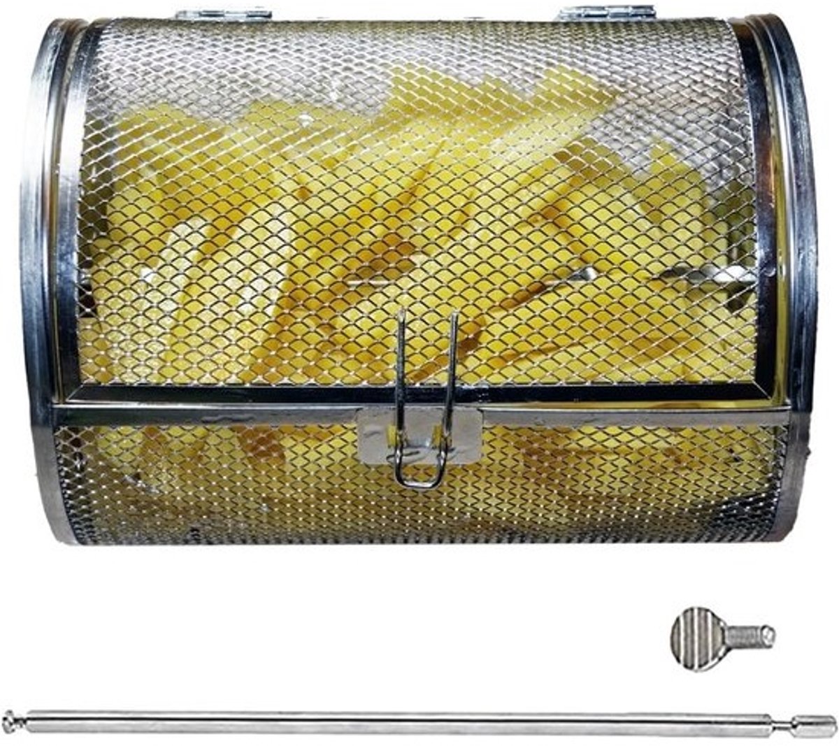 Grillmand - Roterende Kooi - Buiten Koken - Gelijkmatig Grillen - 14.6cm - Zilver