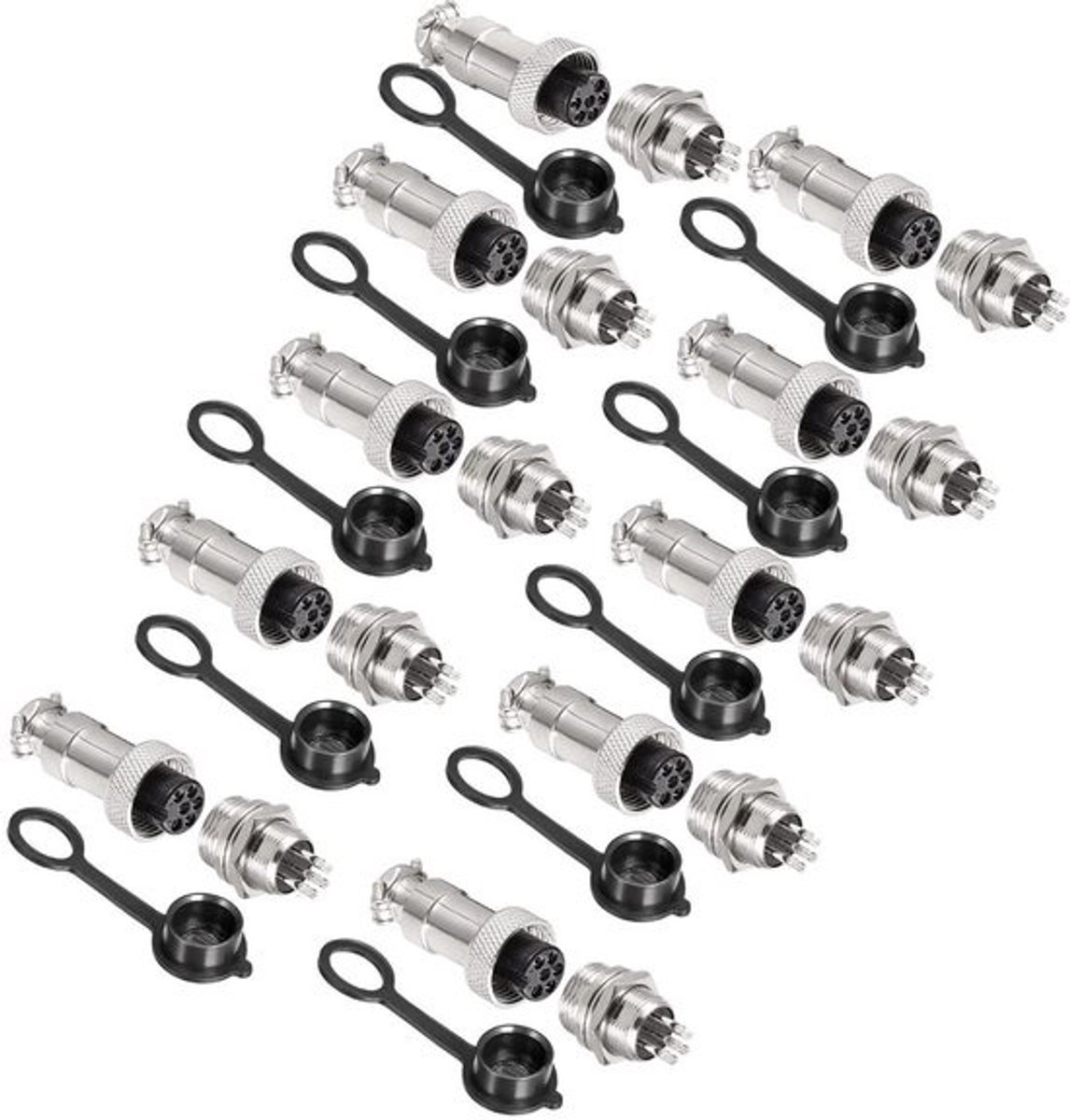 Paneelstekker 6-pins - Metaal connector - Apparatuur aansluiten - Inbouw montage - 12 mm - Metaal