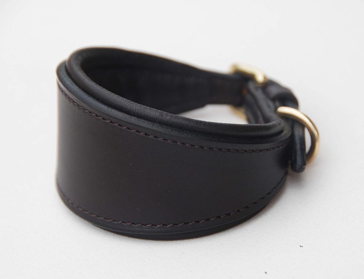 Leren Gewatteerde Hondenhalsband - Bruin