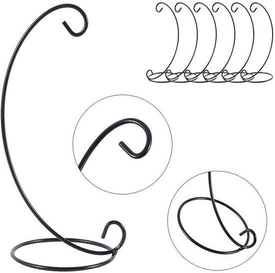 Set van 12 Ornament Display Stand Houder Zwart Ijzer Opknoping Stand Rack Kerstbal Thuis Bruiloft Decoratie — afbeelding 3