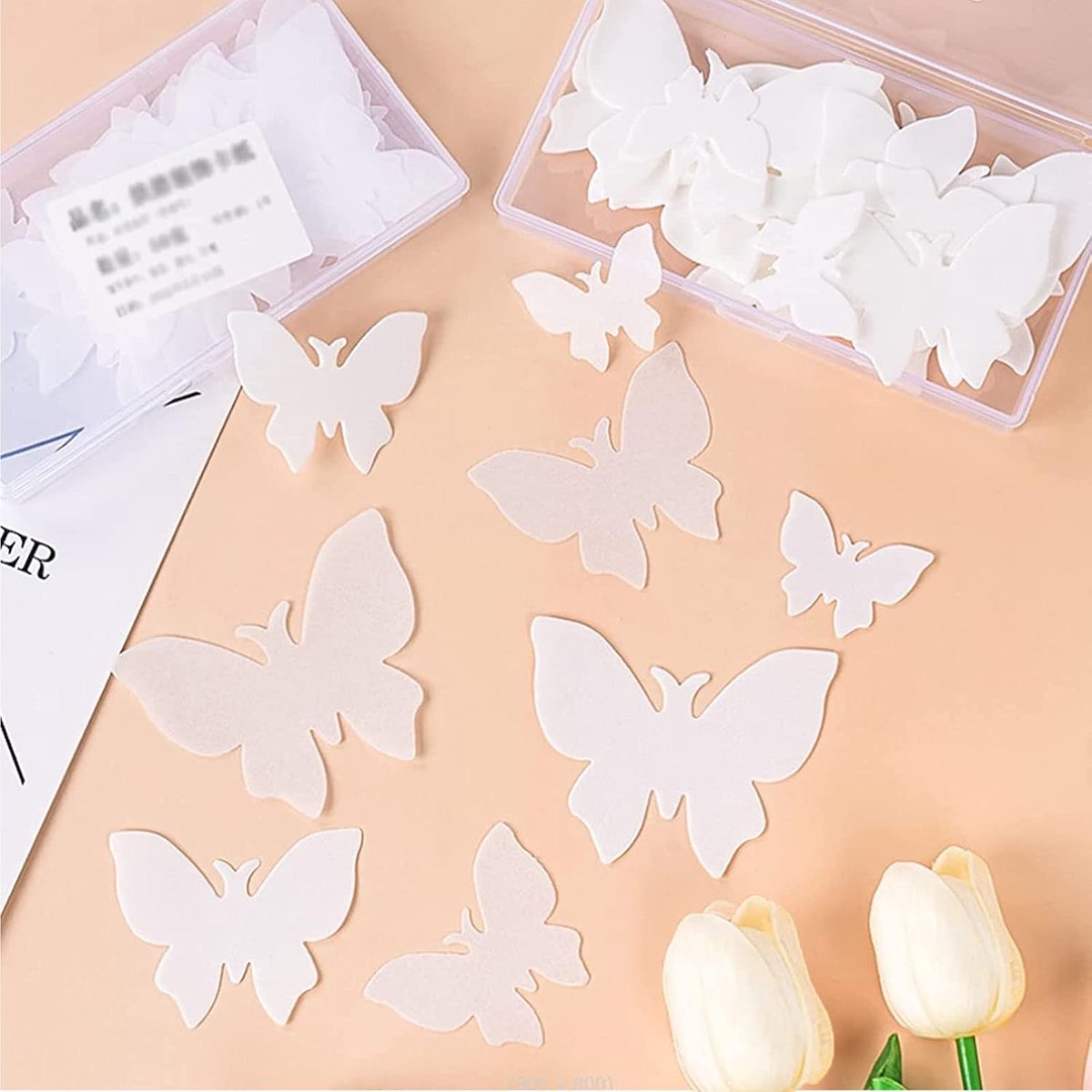 50 stuks witte eetbare vlinders taartdecoratie vlinders taartdecoraties eetbare taarttopper vlinder cupcake-toppers eetbare bevroren taarttoppers voor cake muffins cupcakes
