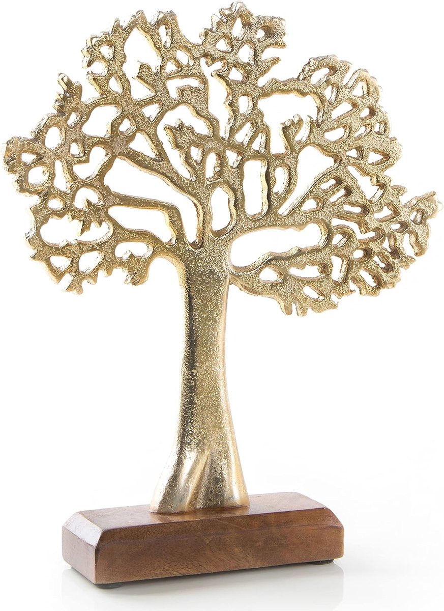Boom decoratieve figuur van metaal, levensboom, goud, om neer te zetten, sieradenboom, kerstcadeau, 27 cm