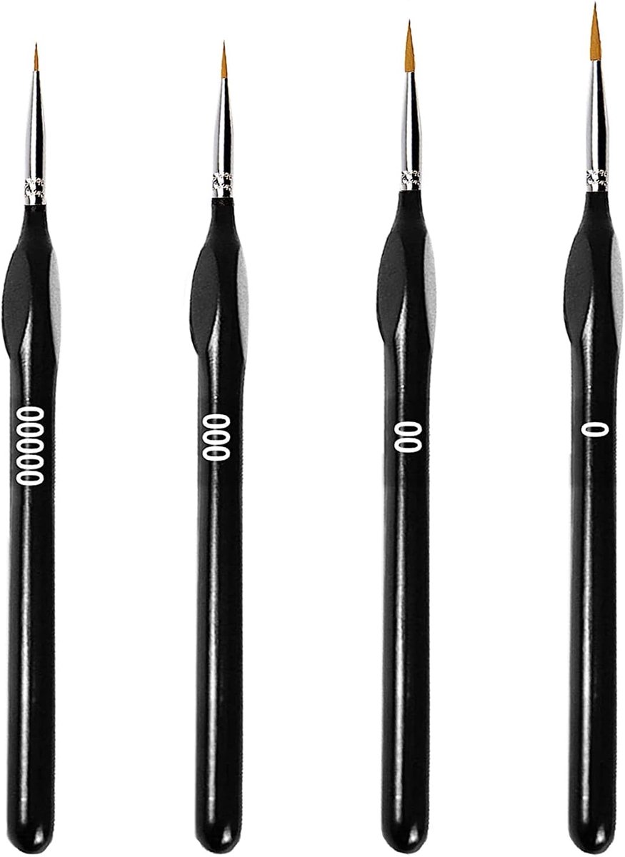 Detail Penseel Set, 4 Stuks Professionele Kleine Kunstenaar Verf Borstels Dunne Borstels voor Fijne Detaillering Acryl Aquarel Olieverf