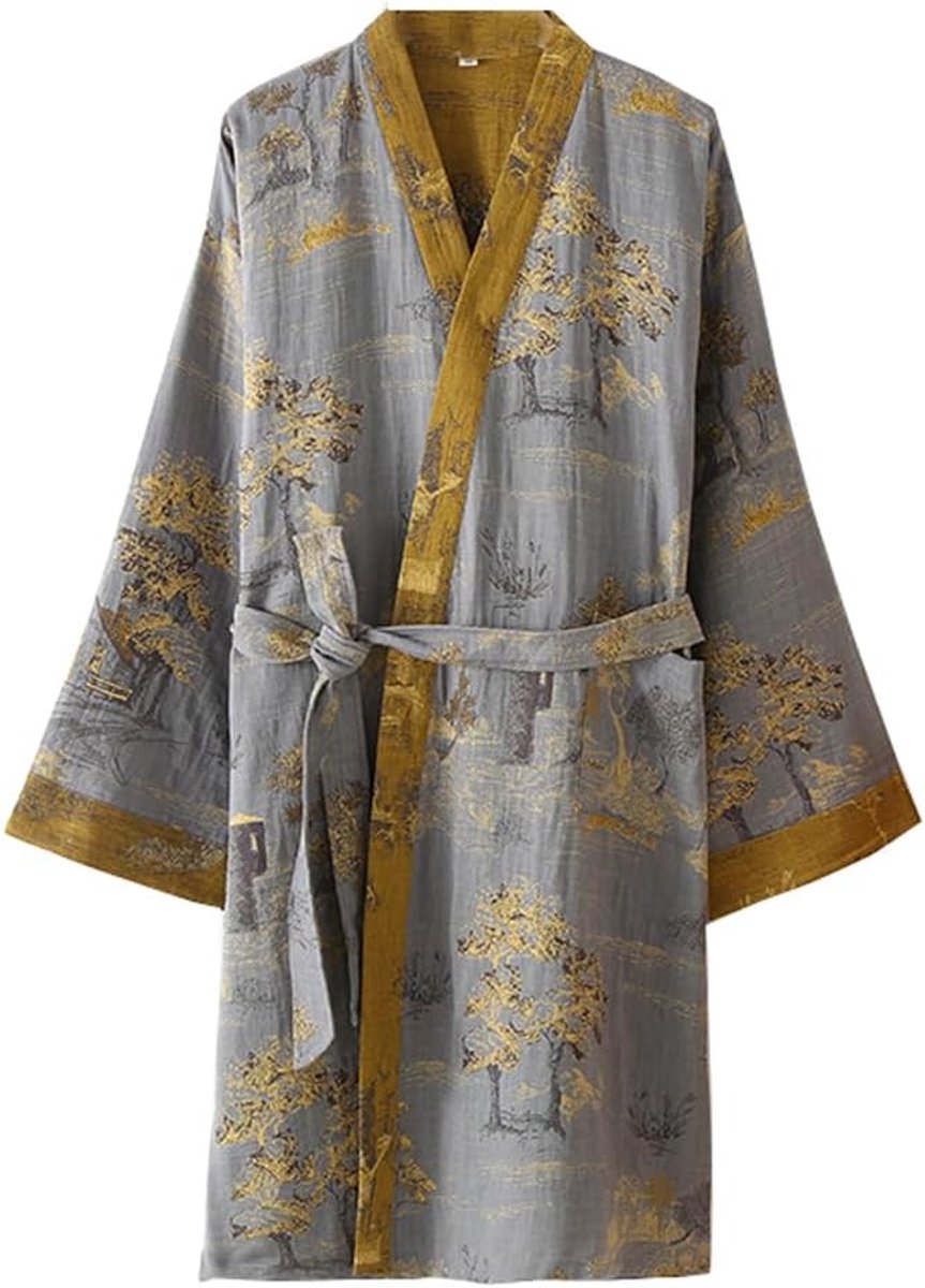 Stijl Pyjama Gaas Katoen Japans Kimono Pak, Grijs 03, M