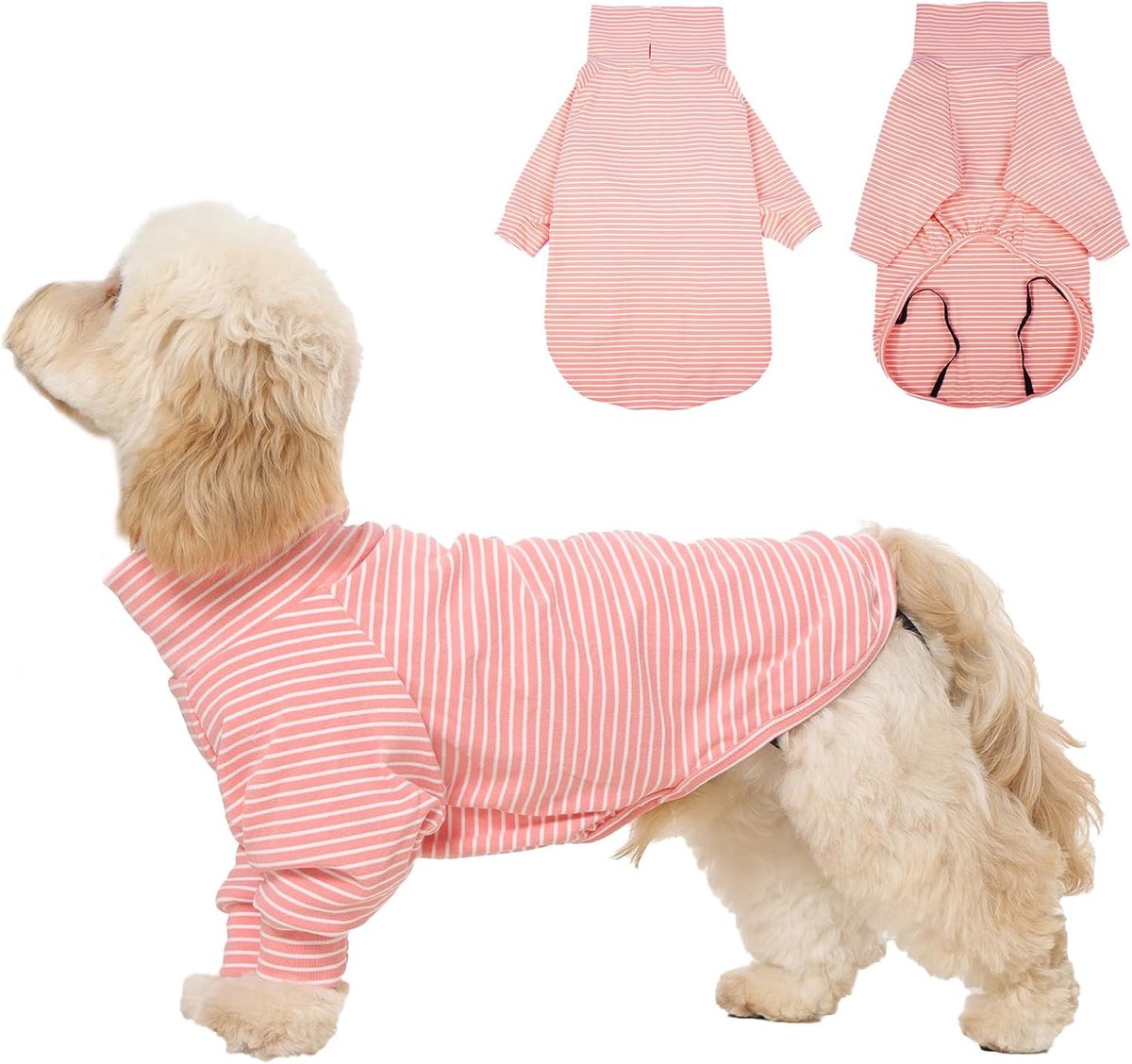 Hondentrui met rolkraag, fleece trui, warme zachte wintertrui met mouwen, lichtgewicht, gezellige kleding voor koud weer voor kleine, middelgrote en grote honden, roze, S
