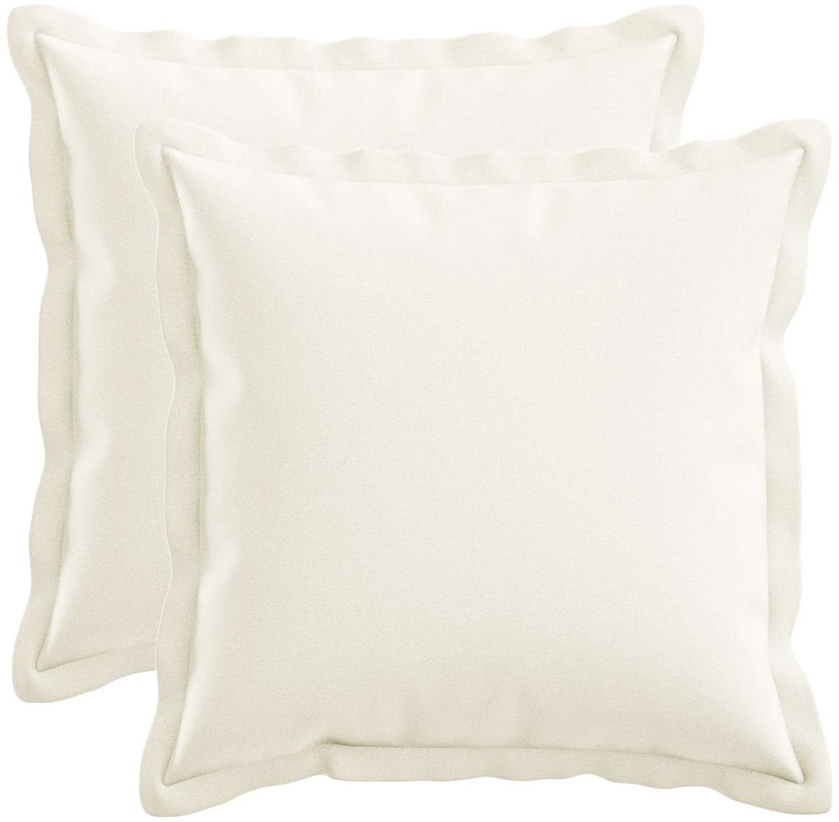 vidaXL Dekenkussen - 2 - st - HOUTEN - Wit - 35 - x - 35 - cm - Faux - Linnen