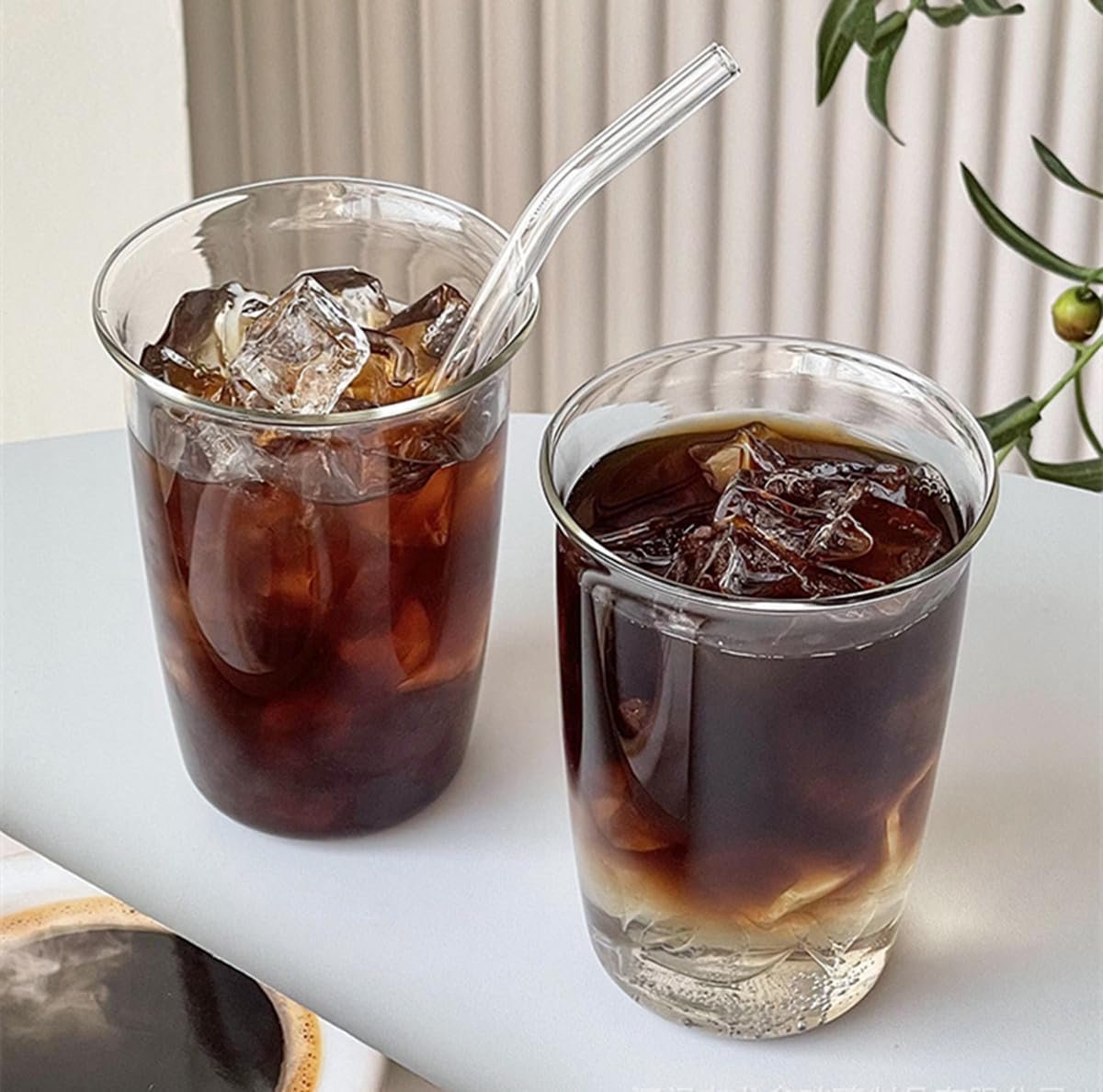 2 Stuks Glazen Koffie Mokken Vintage Drinkglazen Ijskoffie Glazen Bierglazen Koffie Mok voor Latte, Cappuccinos 460ml