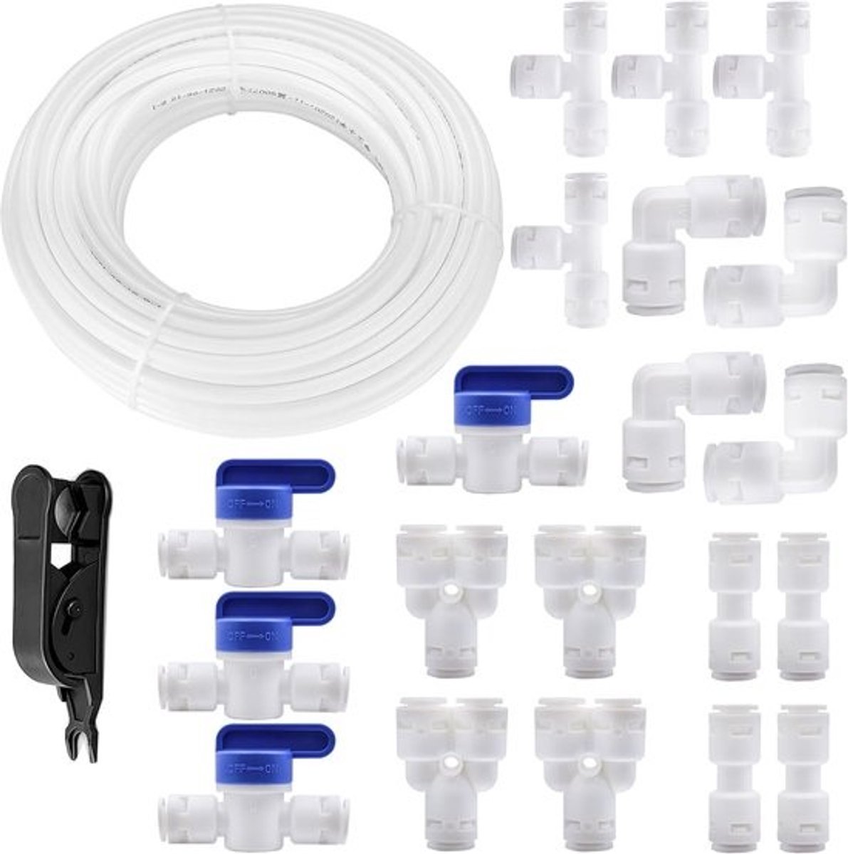 Watertoevoerleiding Set - Universele Aansluiting - Koelkast Waterfilter - Toolless Installatie - 20 Meter - Wit