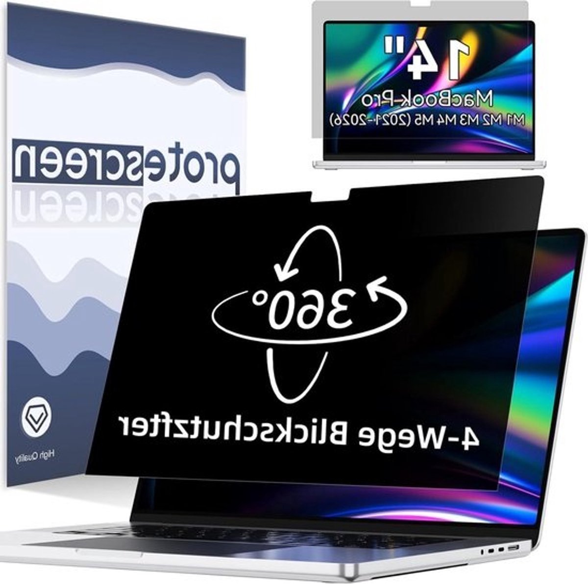 Privacyfilter Laptop - Schermbeveiliger - Bescherming Gegevens - 360 Graden Zicht - 14 Inch - Transparant