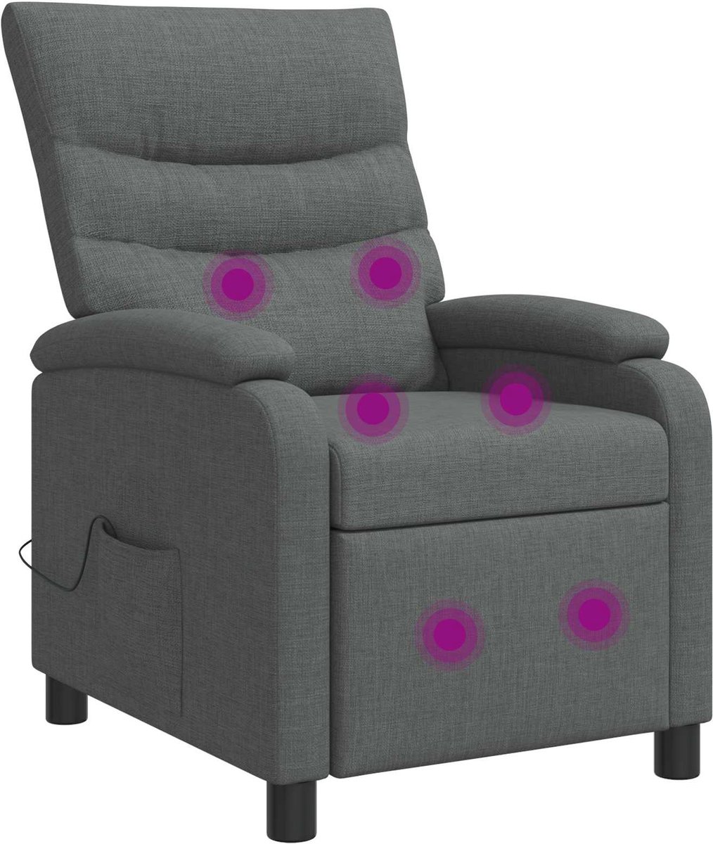 vidaXL Massage - Relaxstoel - Donkergrijs - Stof