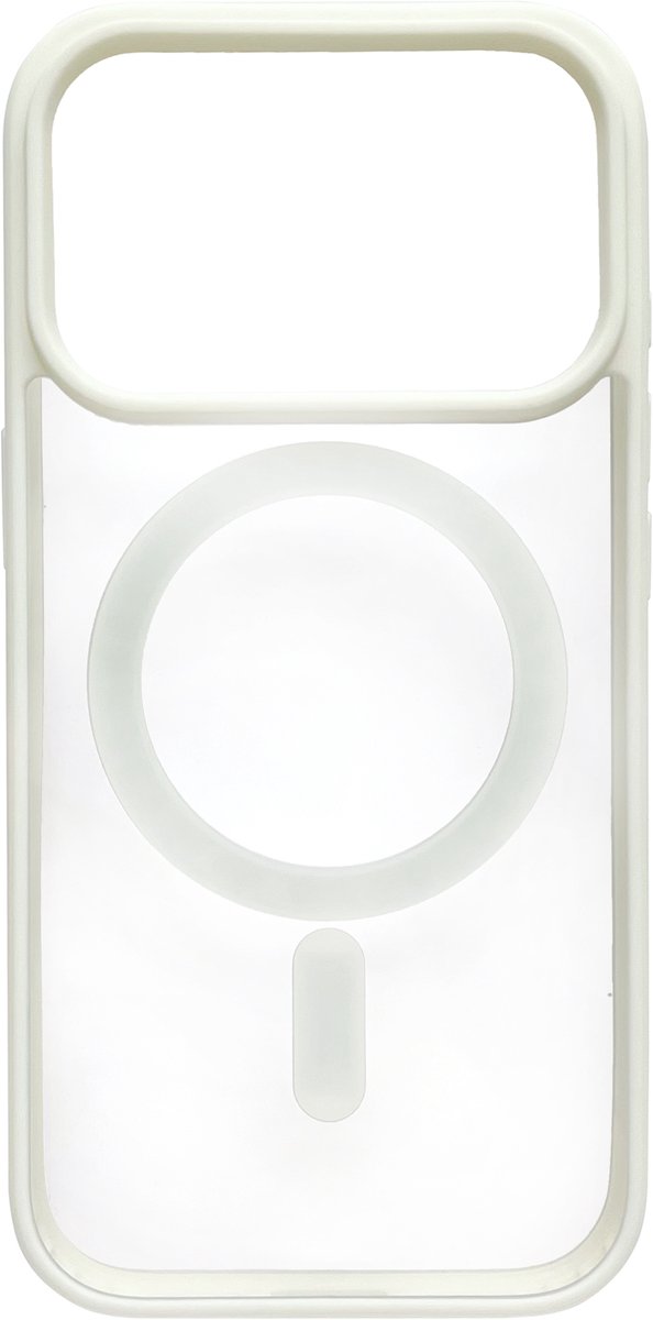 Hoesje Geschikt voor Apple iPhone 18 Pro - Wit - Casemania Magnetisch Bumper Back Cover Geschikt voor MagSafe - Zachte TPU Rand en Krasbestendige Transparante Achterkant Back Cover