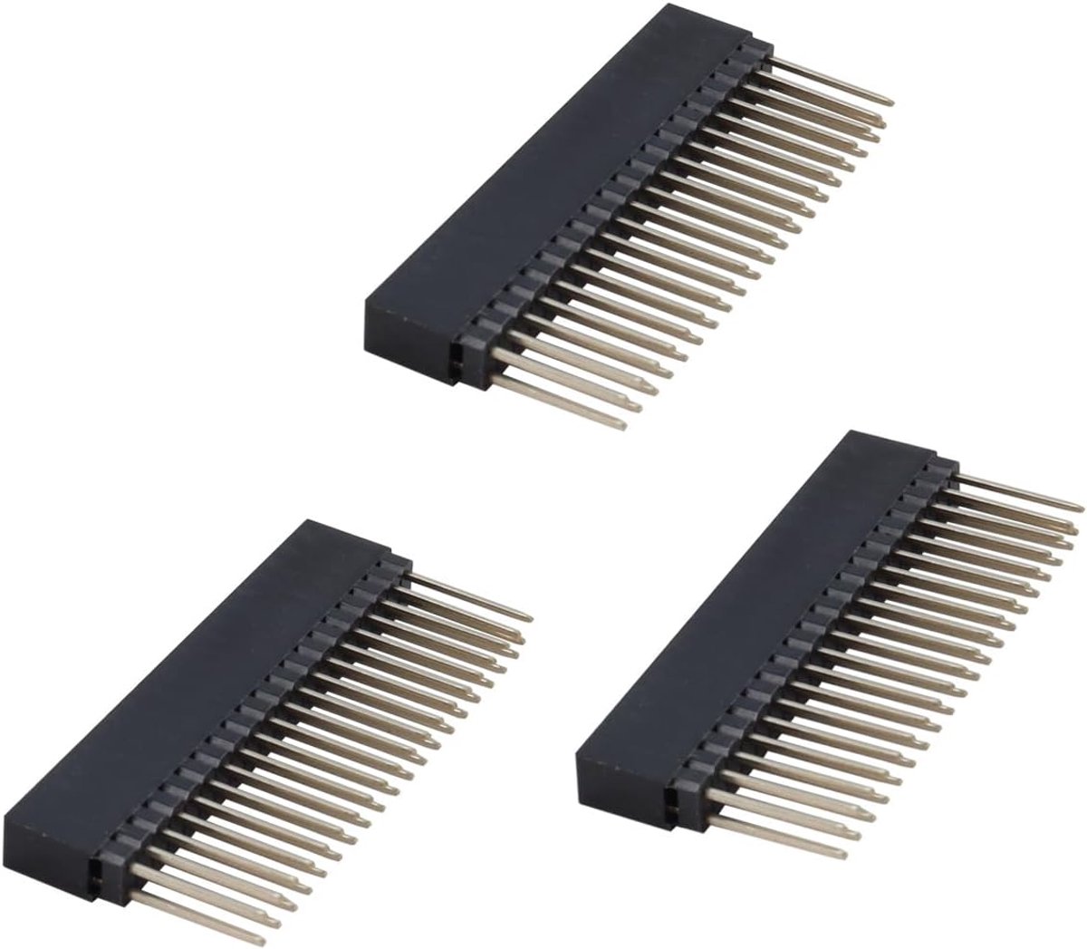 Pinheaders, 3 stuks 2,54 mm pitch, dubbele rij rechte 2 x 20 pinnen vrouwelijke headerstripconnectorkit