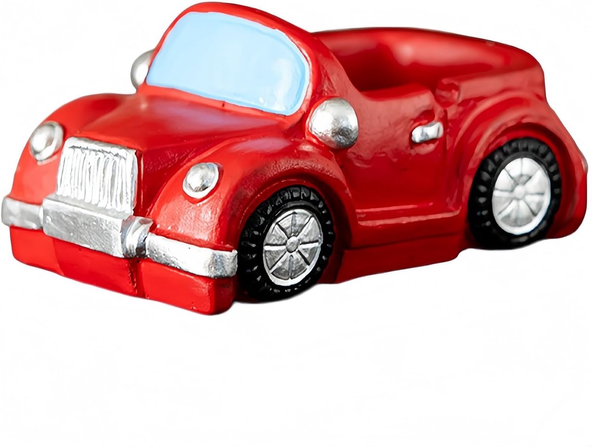 Oldtimer asbak van hars, 4 kleuren, met sigarettenhouder, decoratief voor woonkamer en kantoor, cadeau voor mannen (rood)
