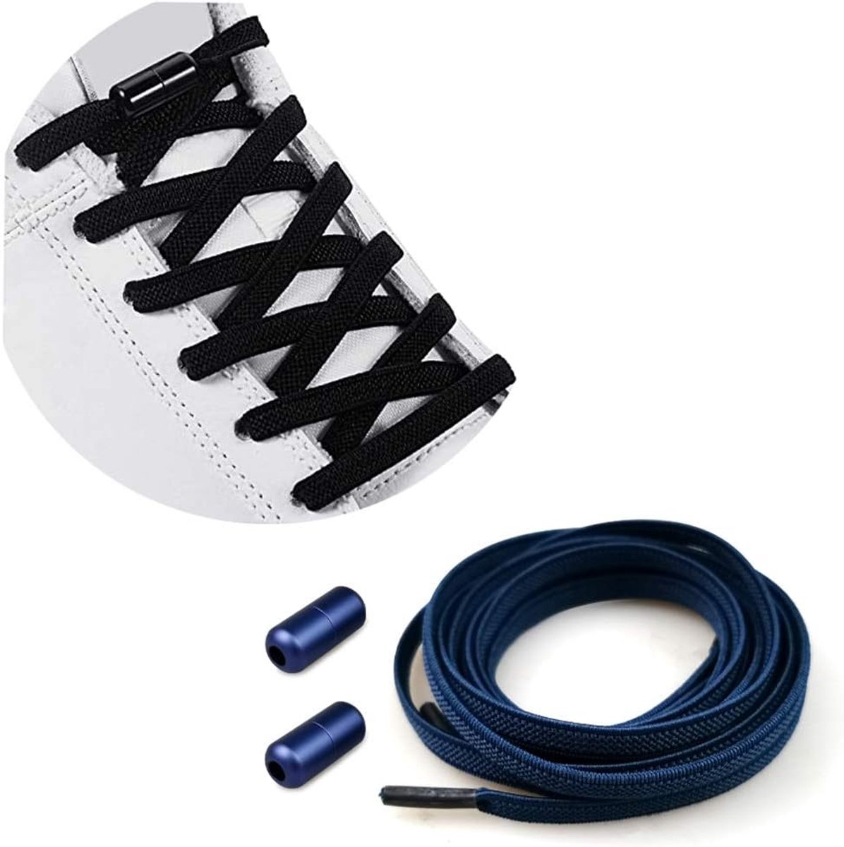 Schoenveters met Metalen Gespen Veters voor Kinderen/Volwassenen - Hoeft Geen Stropdas Schoenveters te Strikken, Vervangende Elastische Metalen Sluiting Schoenveters voor Alle Schoenen