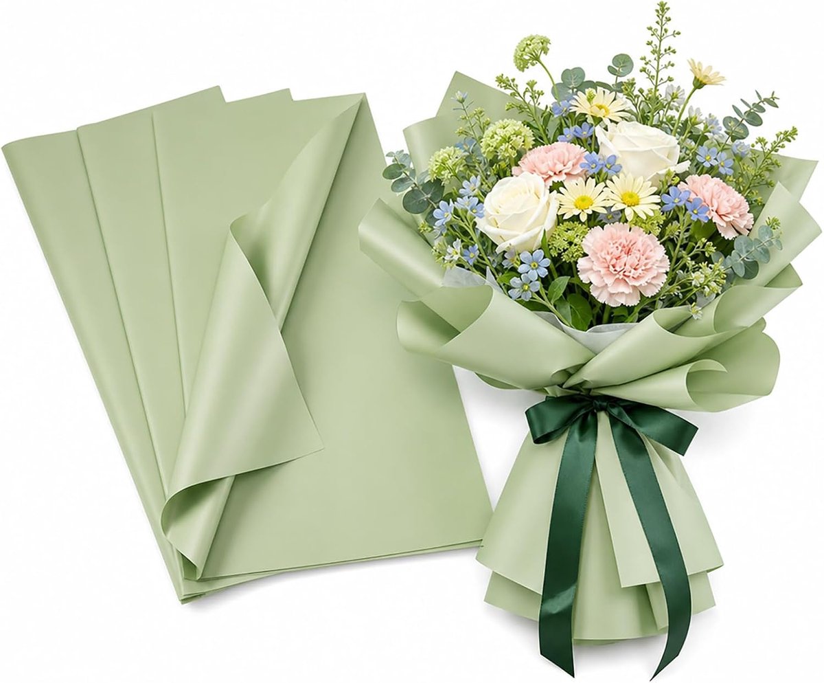 20 stuks waterdichte bloemen inpakpapier 560x560mm bloemist papieren vierkante bloemen inpakpapier voor cadeau boeket verpakking bruiloft verjaardag feestdecoratie, Donker Zeegroen