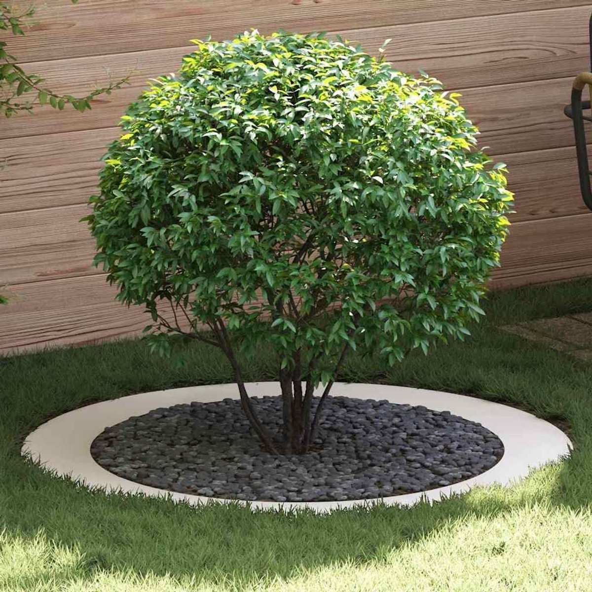 Tuin, wit, Ø 120 cm, staal, boombescherming, boomschijf, omranding, gazonrand voor bomen en struiken, weerbestendig