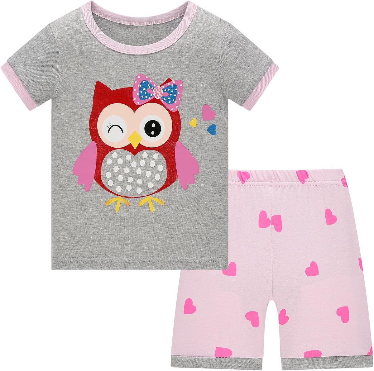 kort, katoen, pyjamaset, zomerkleding, tweedelige nachtkleding voor kinderen van 1-12 jaar, maat 92-152