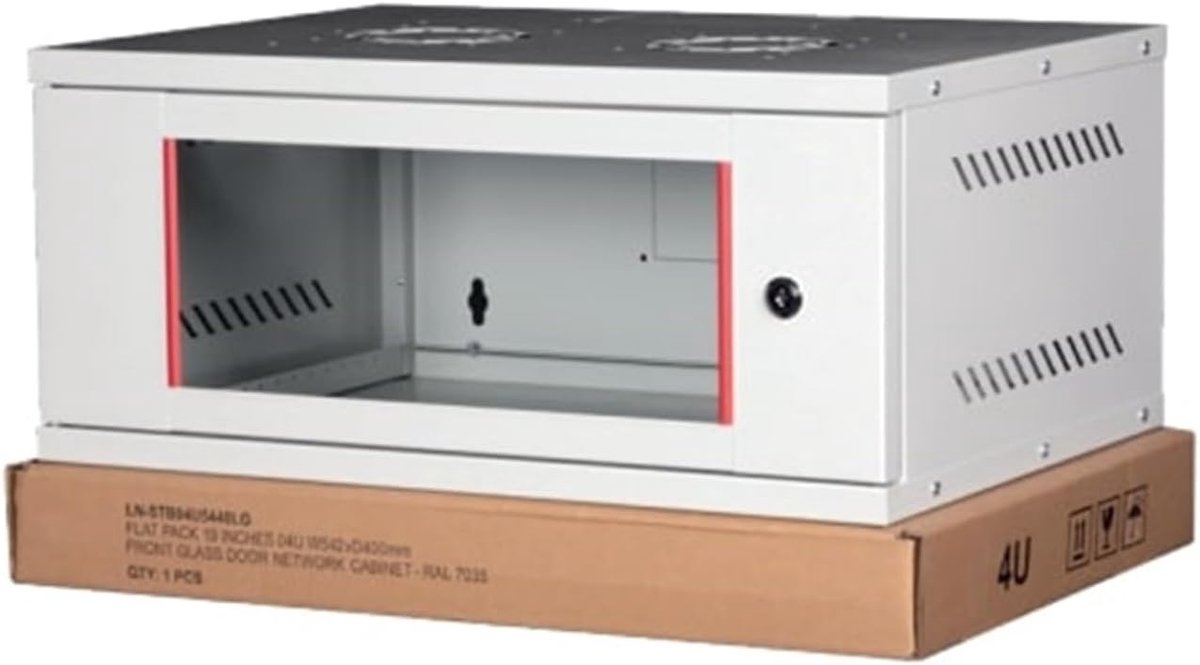 19" wandkast 4U 19" (L) 542 mm (D) 400 mm Kleur grijs gemonteerd