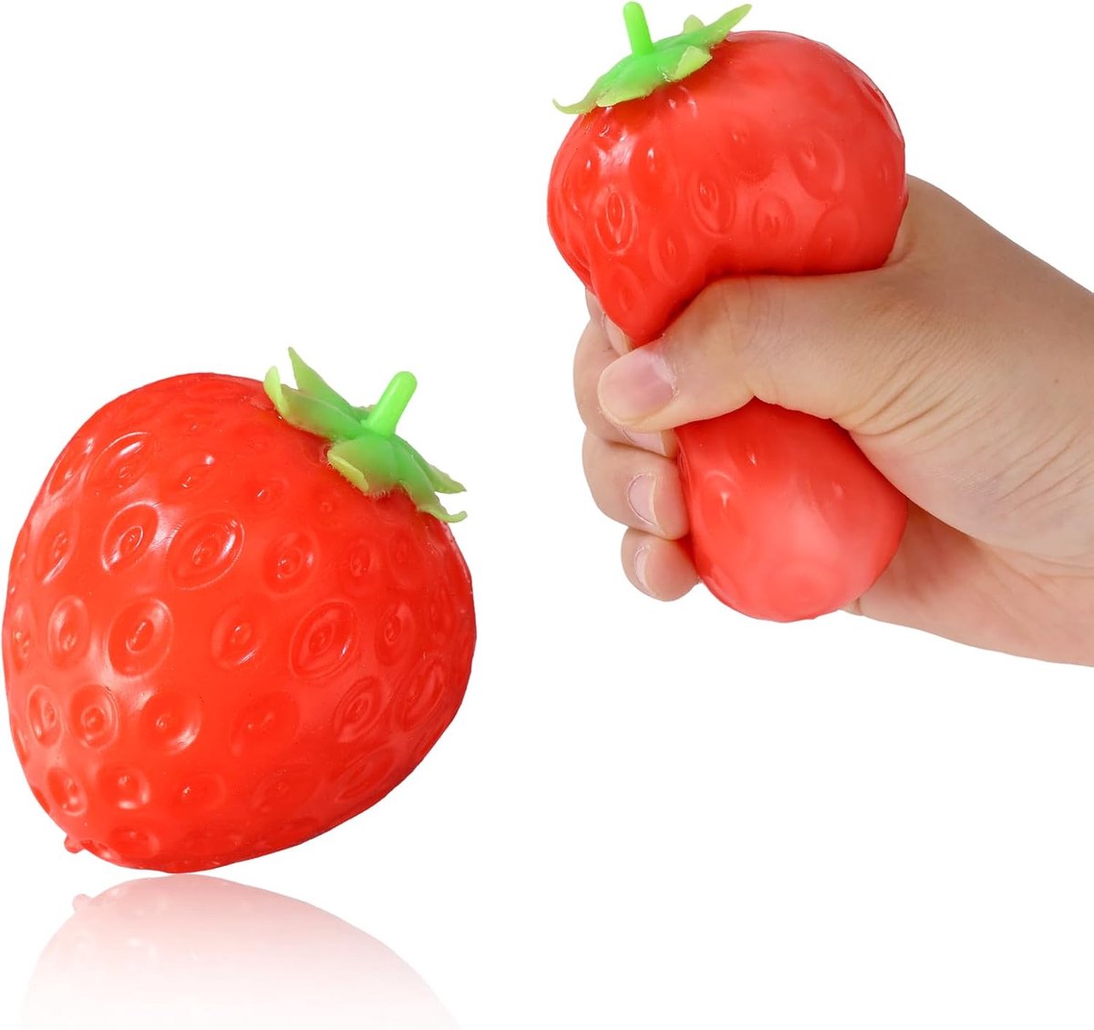 2 Stuks Aardbei Knijpspeelgoed, Aardbei Fidget Speelgoed Realistisch Fidget Speelgoed Schattig Fruit Langzaam Terugkerende Stressbal voor Volwassenen Feestartikelen