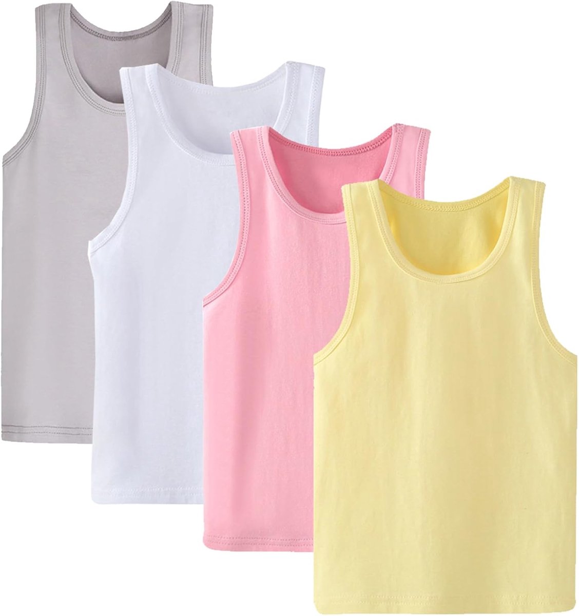 Set van 4 klassieke, solide camisole-onderhemden voor kinderen van 2-10 jaar, peutermeisjes, katoenen racerback tanktop, multipack