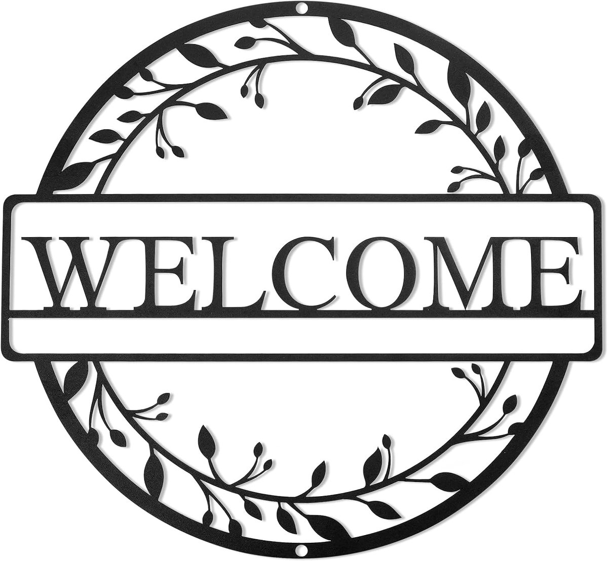 welkomstbord huisdeur, 30 cm, zwart, "Welcome", wanddecoratie decoratie voor tuin, terras, entree, bruiloft, ophangen binnen en buiten