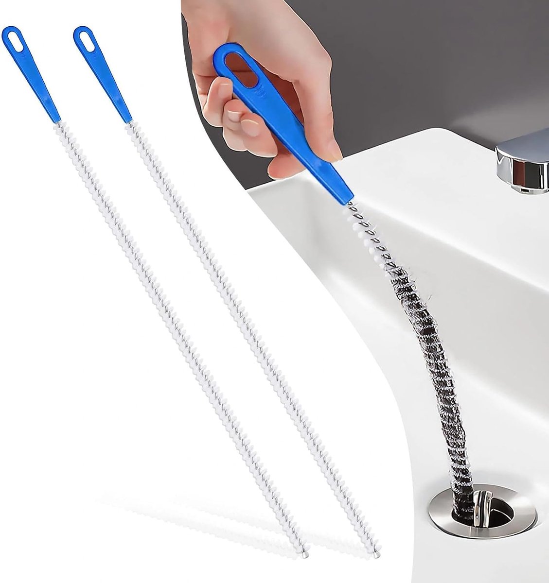 2 stuks 60 cm flexibele afvoerreinigingsborstel voor buis, gootsteen, buisborstel, buisreinigingsborstel, voor keuken en badkamer