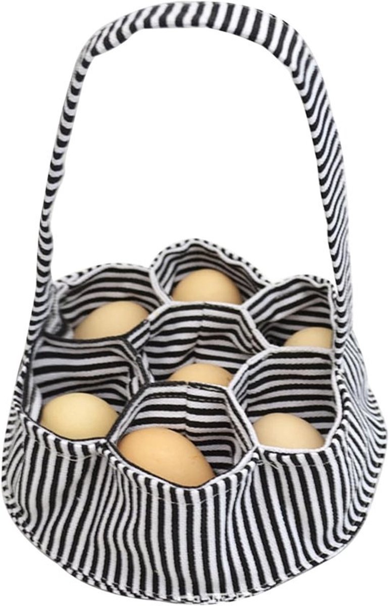 Eiermand voor Verse Eieren - Eierverzamelaar Tas - Eieren Verzamelen - Met 7 Zakjes - Diameter 20cm - Stoffen Mand