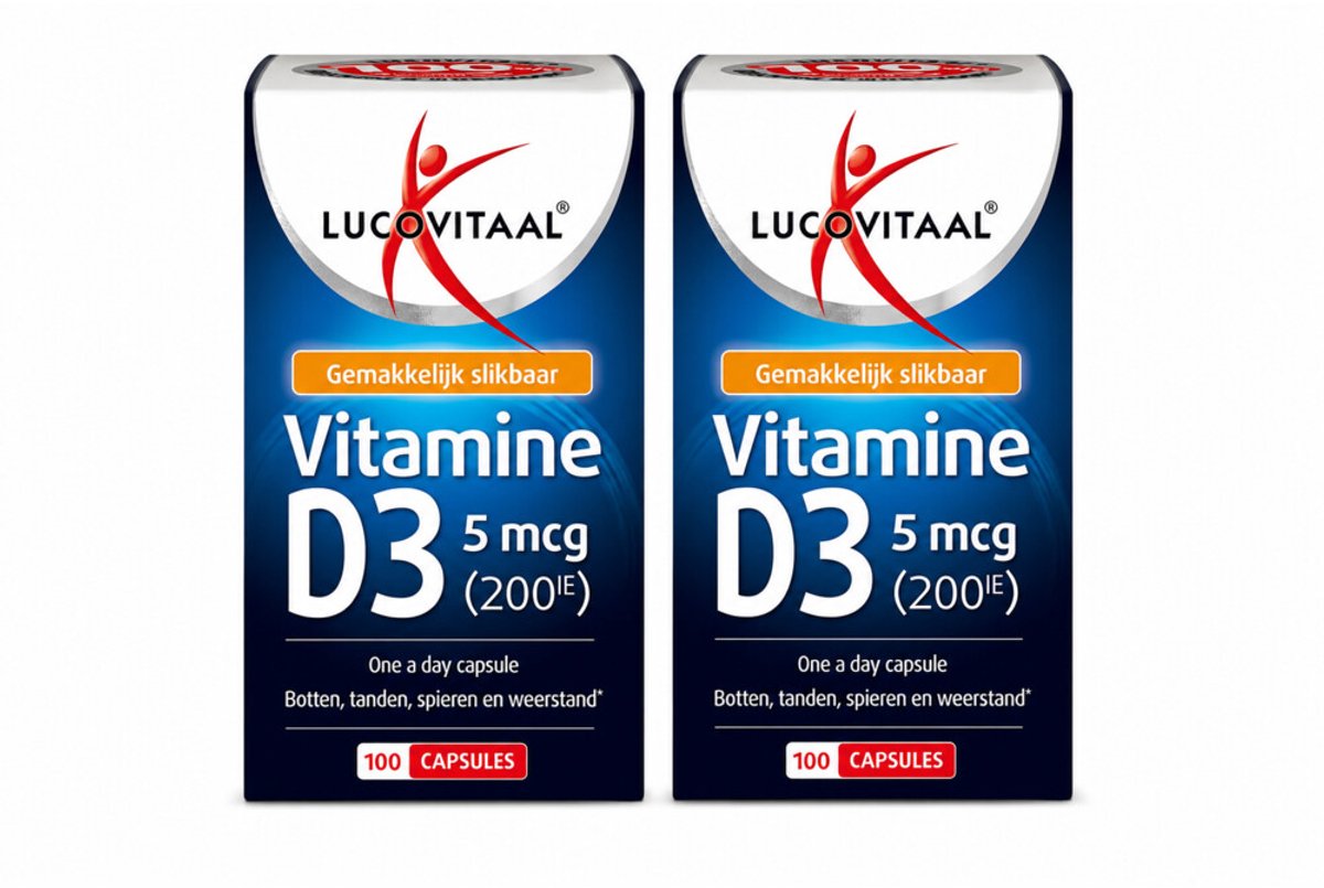 Lucovitaal - Vitamine D3 5 mcg - 2 x 100 capsules - Voordeelverpakking