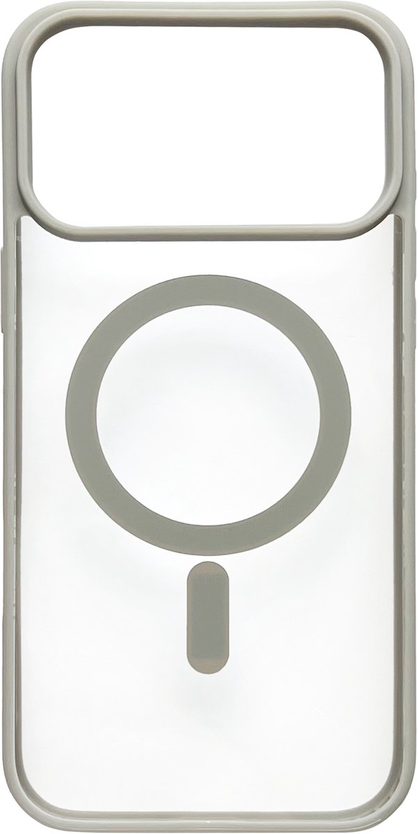 Hoesje Geschikt voor Apple iPhone 18 Pro Max - Grijs - Casemania Magnetisch Bumper Back Cover Geschikt voor MagSafe - Zachte TPU Rand en Krasbestendige Transparante Achterkant Back Cover