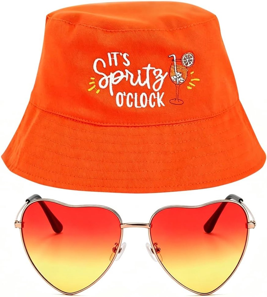 Vissershoed, Retro bril in Hartvorm, Carnavalskostuum voor Dames, Zomerse Sporthoed voor Dames, Heren en Unisex, Feesthoed, Accessoires voor Dans- en Verkleedfeestjes, 2 Stuks