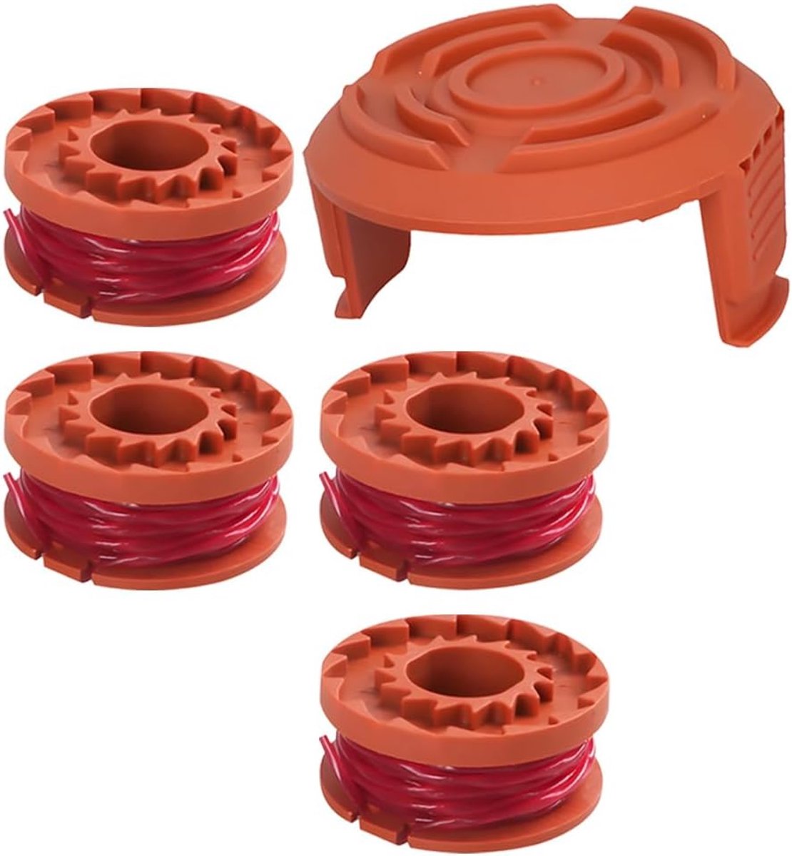 4 draadspoelen, 2 spoeldeksels, compatibel met WORX grastrimmer WG180/WG163/WG175, Ø 1,65 mm, 3 meter, reservespoel, reserveonderdelen voor grastrimmer