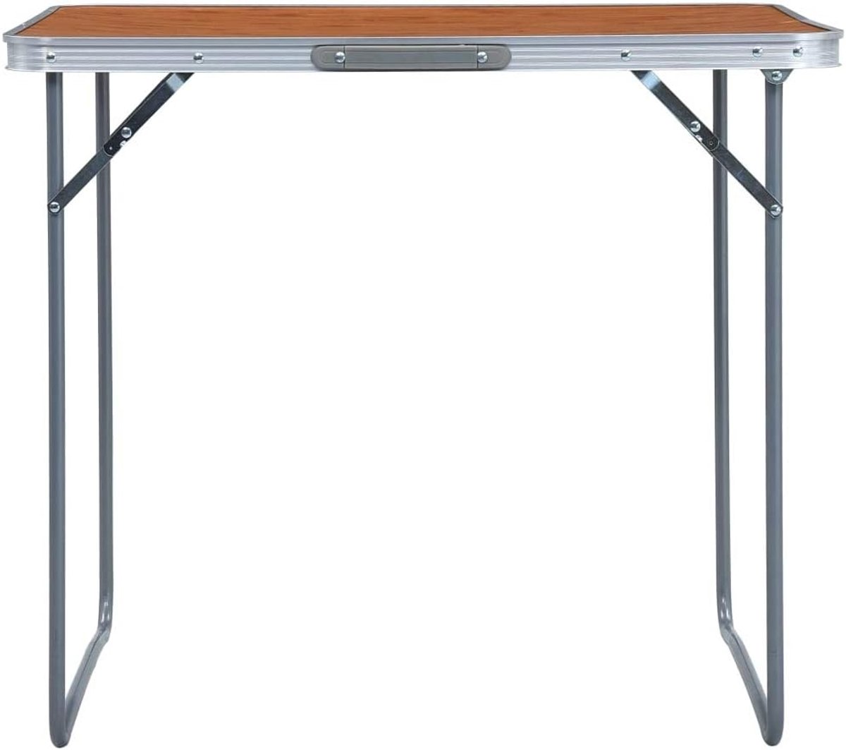 Campingtafel, 80 x 60 cm, klaptafel met draaggreep, in hoogte verstelbare tuintafel, opvouwbare picknicktafel van metaal en MDF, voor kamperen, reizen