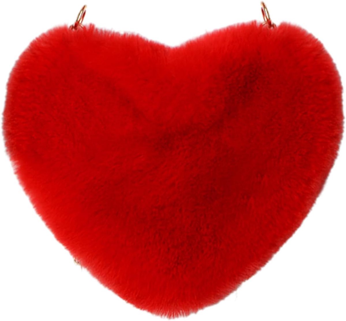 Dailygoods- Handtas Pluche Hartvorm - Rood - 20 x 25 cm - Comfortabel - Geschikt voor Diverse Gelegenheden - Liefdestas - Tas