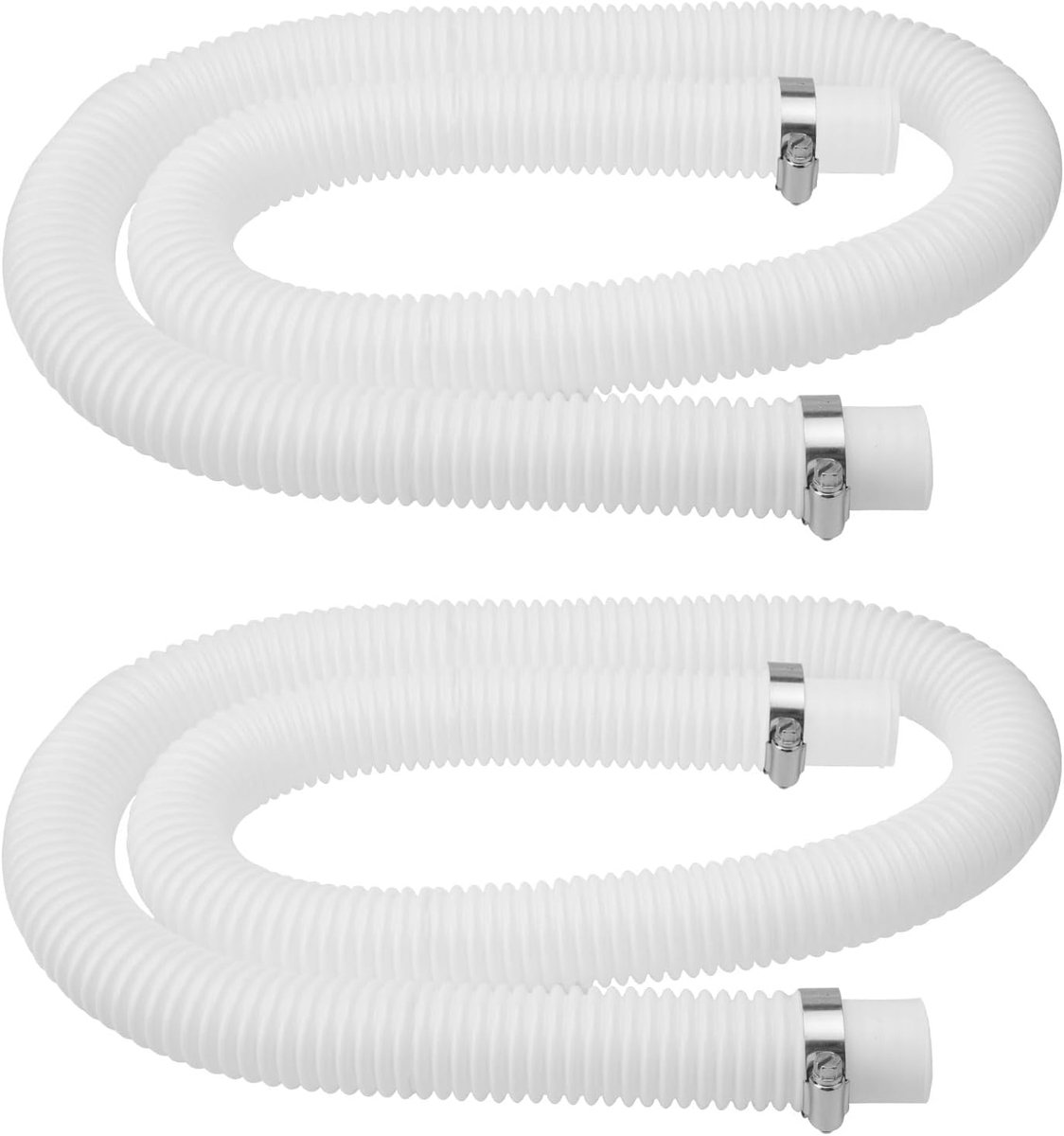 Dailygoods- Zwembadslang 32 mm - 2 Stuks - Pompslang - Veiligheidsclips - Flexibel Polyethyleen - 150 cm lengte