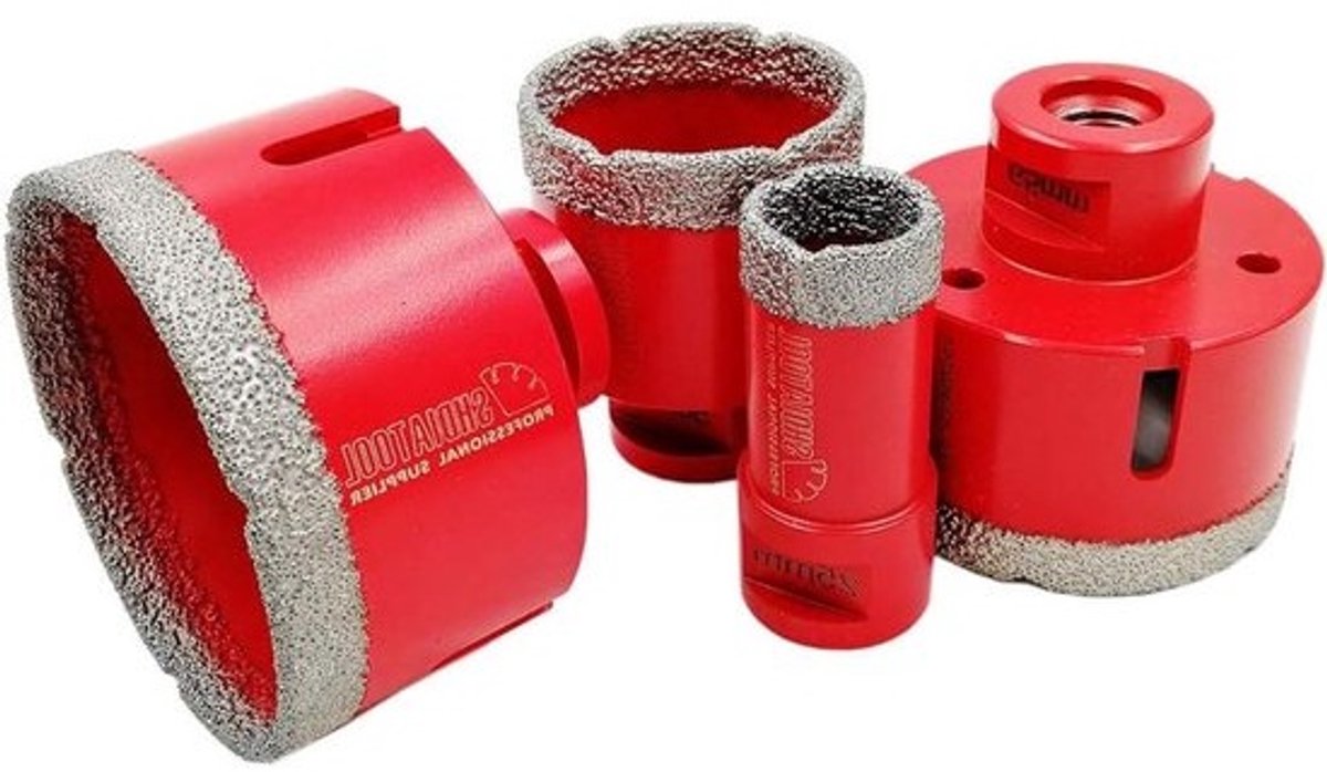 Diamantboorkronen Set - Boorbit Set - Materiaalboren - Vacuüm Gelast - 25-75mm - Rood