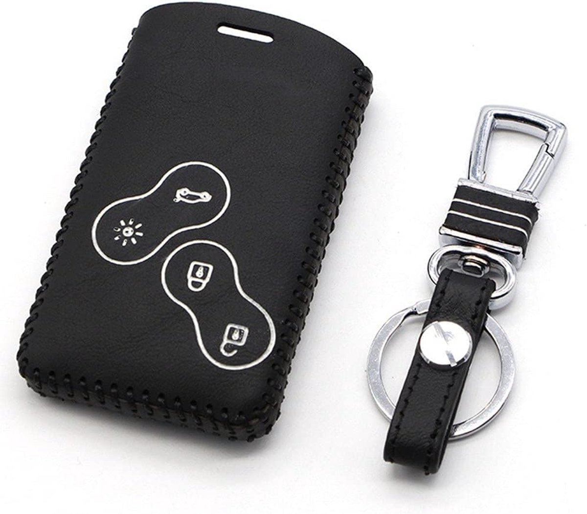 autosleutelhoesje sleutelhanger voor Renault Clio Scenic Megane Duster Sandero Captur Twingo Koleos 4 toetsen afstandsbediening (wit)