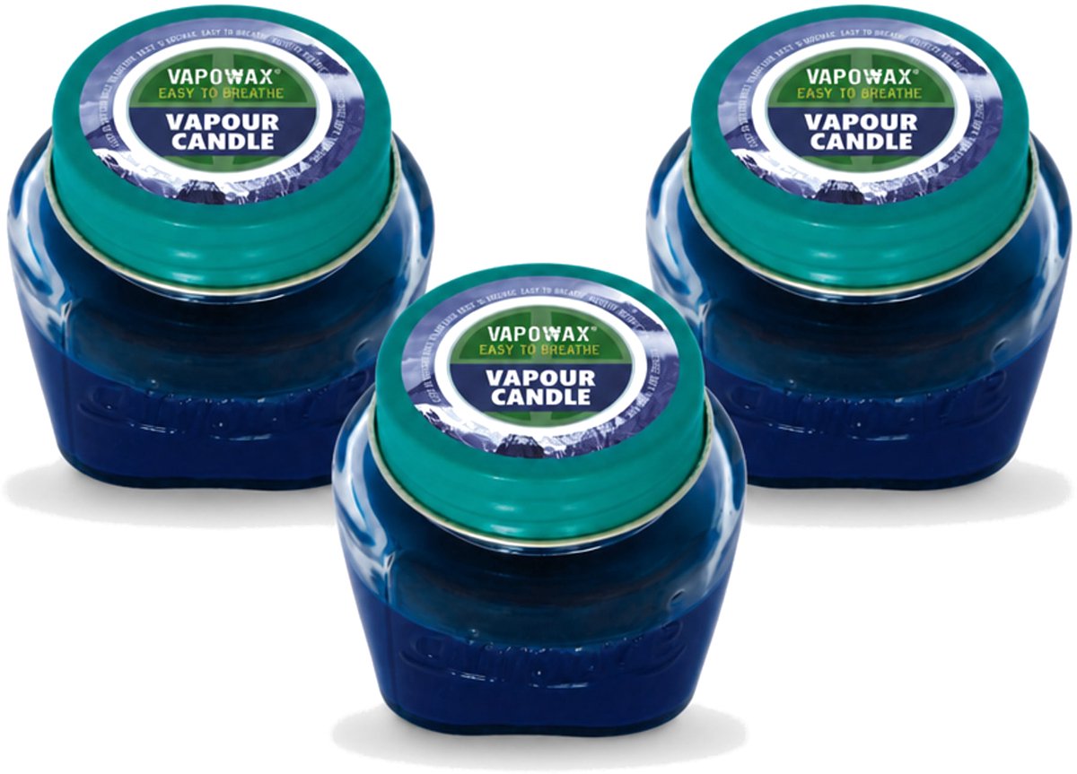 Airpure 3 x Airpure - Kaars Tegen Verkoudheid - Geurkaars - Verlichting bij Verkoudheid - 28,5 g - Voordeelverpakking - 3 stuks blauw