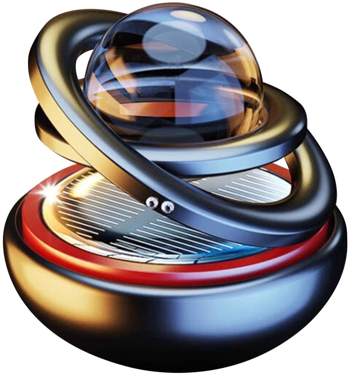 Ulisem - Zonne-Energie Roterende Auto Ornament Ster Design - Auto Accessoires - Zonder Batterij - 360 Graden Draaiende Geurverspreider - Dashboard Decoratie Zwart